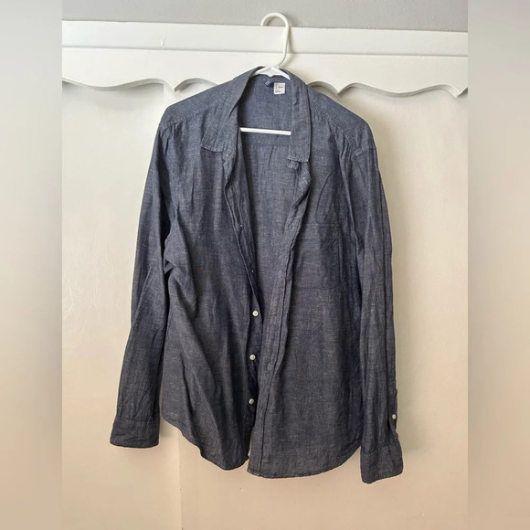 Men’s H&M Divided brand denim chambray long sleeve button down shirt - Size L - Picture 1 of 3